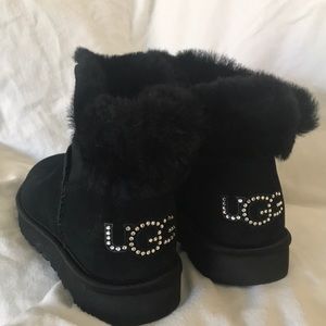 UGG CLASSIC BLING MINI LODGE SUEDE SHEEPSKIN